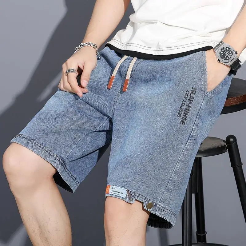 

y2k Mens Loose Baggy Denim Short Men Jeans Fashion Streetwear Hip Hop Long Capri Cargo Shorts Pocket Male pantalones cortos
