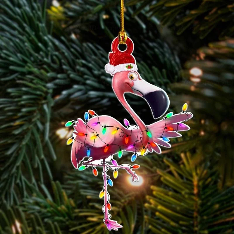 

Christmas Decorations Acrylic Pendant Cock Deer Flamingo Lion Festival Decorations Xmas