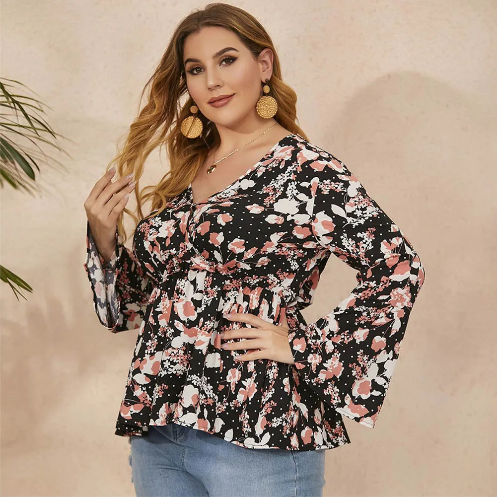 Plus Size Women Floral Print Shirt Long Trumpet Sleeve Blouse V Neck Ruffled Top Printed Loose Casual Shirt L-4XL
Plus Size Women Floral Print Shirt Long Trumpet Sleeve Blouse V Neck Ruffled Top Printed Loose Casual Shirt L-4XL