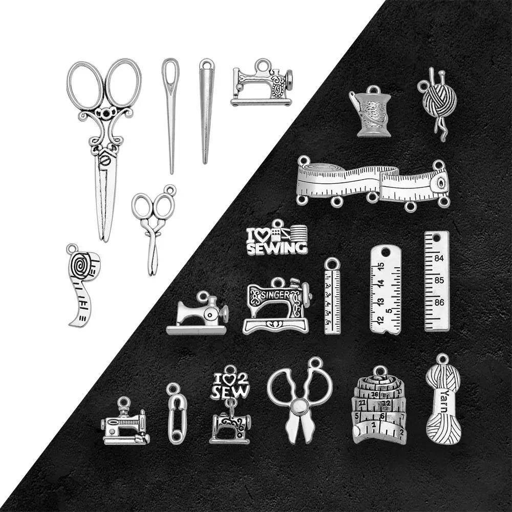 Antique Silver Plated Measure Tape Love Sewing Needle Charms Scissors Yarn Pendants For Diy Needlework Jewelry Making Supplies
Antique Silver Plated Measure Tape Love Sewing Needle Charms Scissors Yarn Pendants For Diy Needlework Jewelry Making Supplies