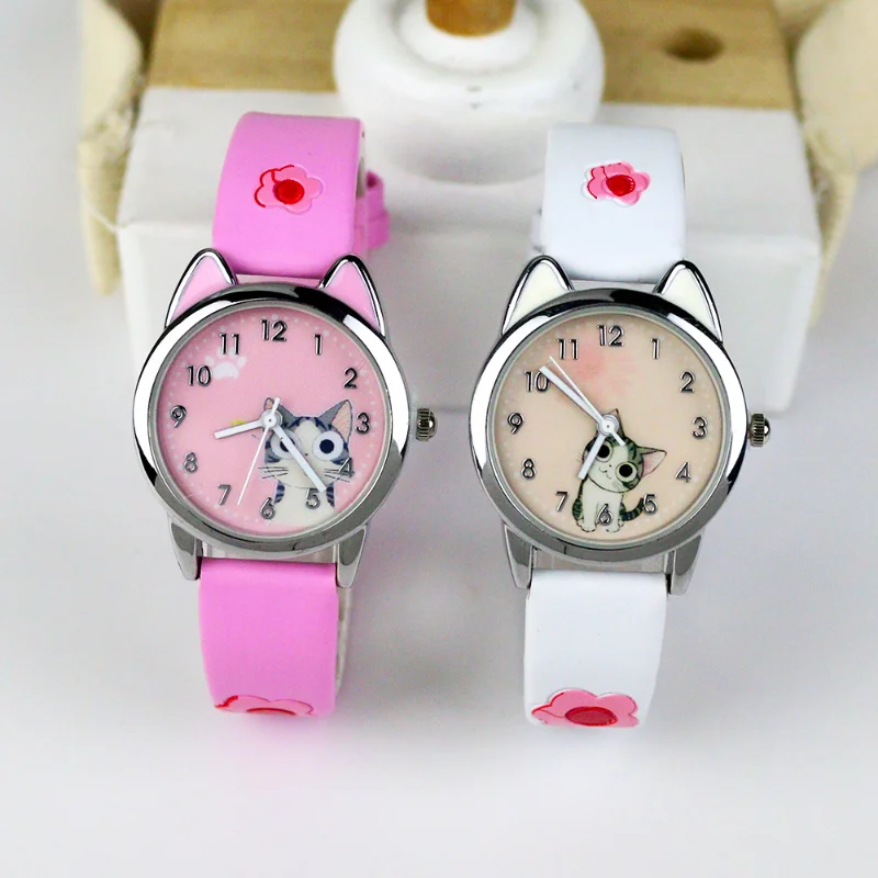 

Часы наручные женские кварцевые аналоговые с изображением кошки и сыра