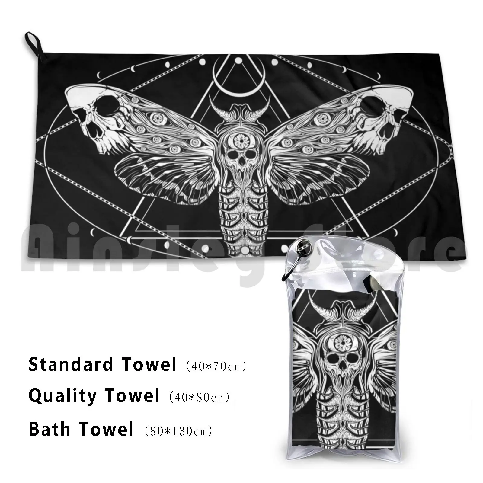 

Индивидуальное полотенце Surreal Death Moth, банное полотенце, Death Moth Surreal, macopen, Spooky, готический Moth Dark Art Death Eyes