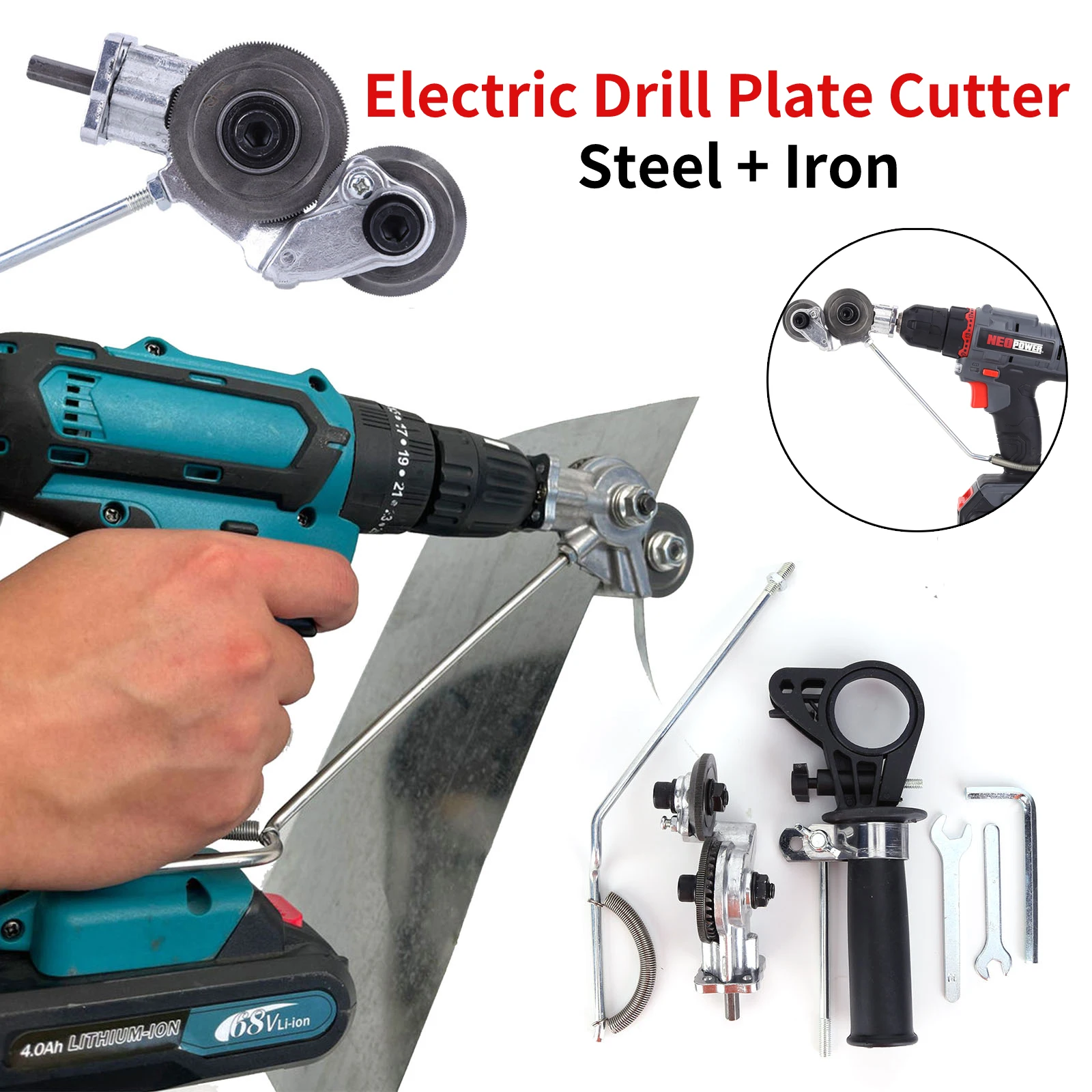 Electric Drill Plate Cutter Attachment Nibbler Sheet Metal Cutter Tool Free Cutting Tool Metal Cut Plate Punch Scissor Machine
Electric Drill Plate Cutter Attachment Nibbler Sheet Metal Cutter Tool Free Cutting Tool Metal Cut Plate Punch Scissor Machine