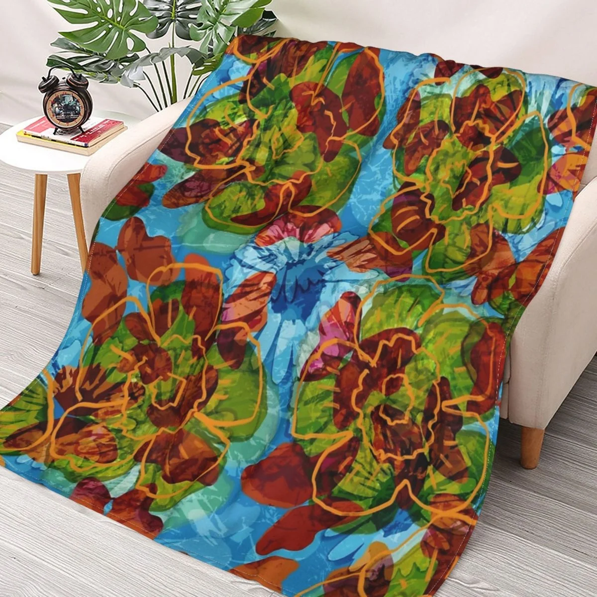 Floral Retro Blue Throws Blankets Collage Flannel Ultra-Soft Warm picnic blanket bedspread on the bed
Floral Retro Blue Throws Blankets Collage Flannel Ultra-Soft Warm picnic blanket bedspread on the bed