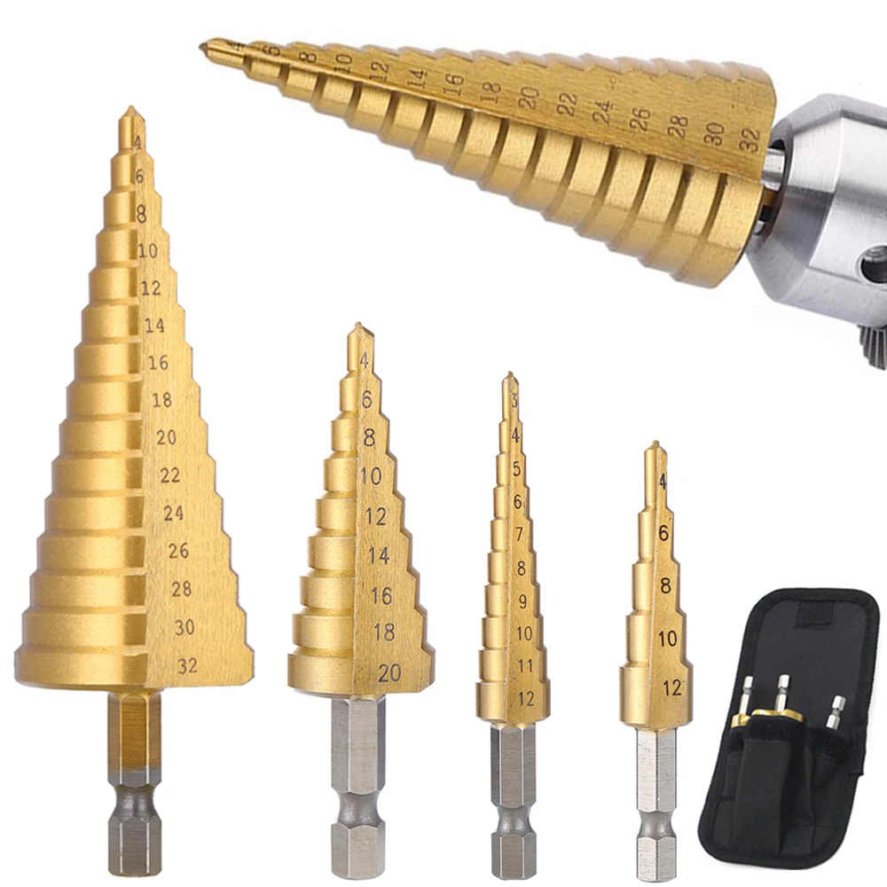 3-12mm 4-12mm 4-20mm HSS Straight Groove Step Drill Bit Set Titanium Coated Wood Metal Hole Cutter Core Drill Bit Set
3-12mm 4-12mm 4-20mm HSS Straight Groove Step Drill Bit Set Titanium Coated Wood Metal Hole Cutter Core Drill Bit Set