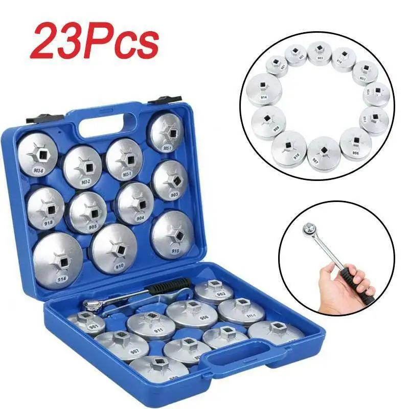 23pcs Aluminum Alloy Cup Type Oil Filter Wrenches Set Spanner Socket Removal Garage Car Repair Tool Cap Set
23pcs Aluminum Alloy Cup Type Oil Filter Wrenches Set Spanner Socket Removal Garage Car Repair Tool Cap Set