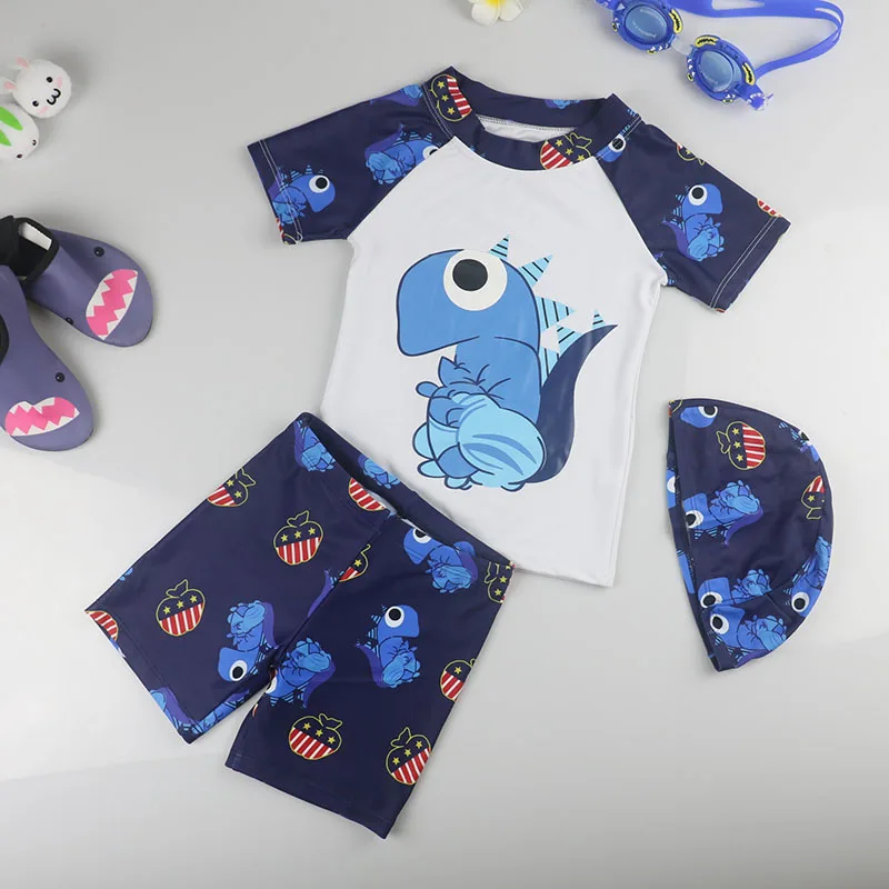 Dinosaur Pattern Baby Boys 3 Piece Swimsuit Trunk and Rashguard With Cap Short Sleeve Swimming Set Bathing Suit for 0-6 Years
Dinosaur Pattern Baby Boys 3 Piece Swimsuit Trunk and Rashguard With Cap Short Sleeve Swimming Set Bathing Suit for 0-6 Years
