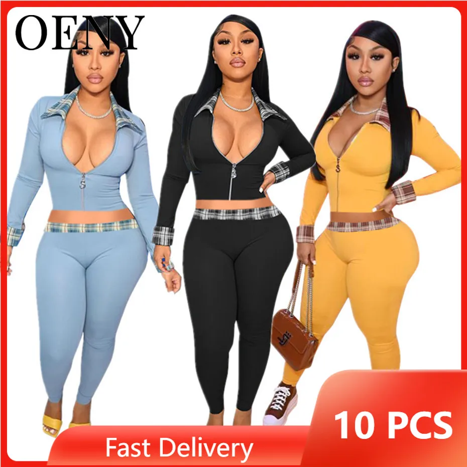 Women Casual Tracksuit 2Piece Set Zipper Long Sleeve Collar Cuff Trouser Waist Plaid Splicing Wholesale Items Bulk Lots O7903
Women Casual Tracksuit 2Piece Set Zipper Long Sleeve Collar Cuff Trouser Waist Plaid Splicing Wholesale Items Bulk Lots O7903