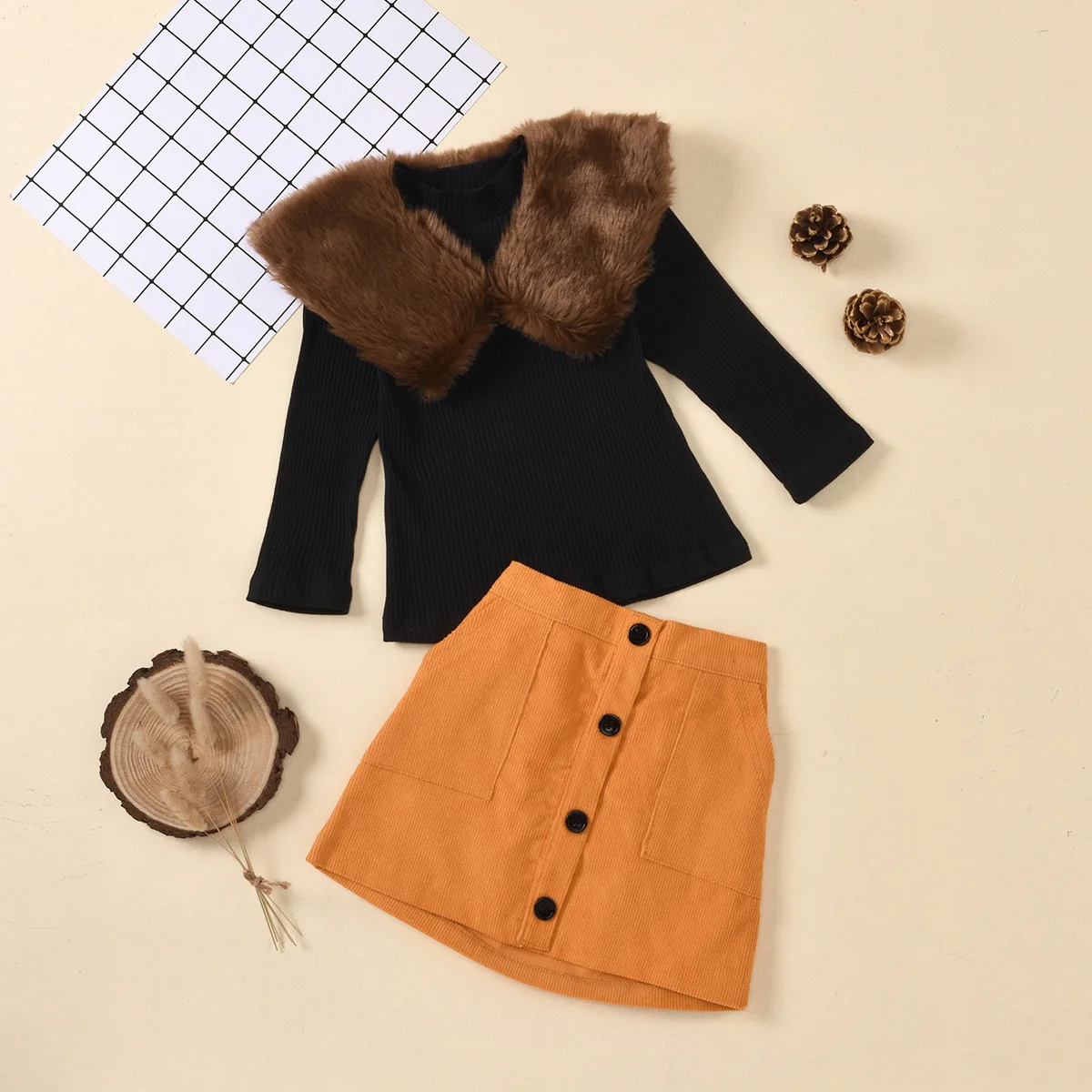 Baby Girls Outfit Set Autumn and Winter Girls' Fur Collar Solid Color Pit Sweater+open-bag Skirt Two-piece Suit
Baby Girls Outfit Set Autumn and Winter Girls' Fur Collar Solid Color Pit Sweater+open-bag Skirt Two-piece Suit