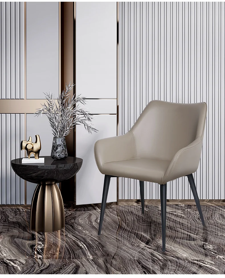 Nordic dining chair light luxury business hotel chair back armchair iron creative modern simple leather chair
Nordic dining chair light luxury business hotel chair back armchair iron creative modern simple leather chair
