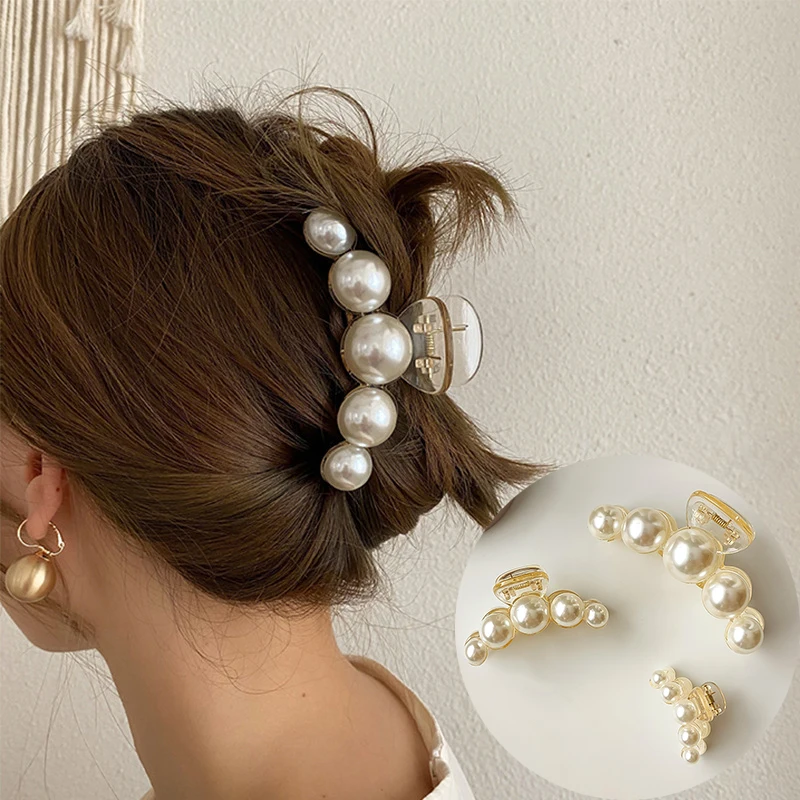 Ladies Pearl Hair Claw Clips For Woman Large Size Barrette Crab Hair Clip Korean Fashion Girls Summer Hair Accessories
Ladies Pearl Hair Claw Clips For Woman Large Size Barrette Crab Hair Clip Korean Fashion Girls Summer Hair Accessories