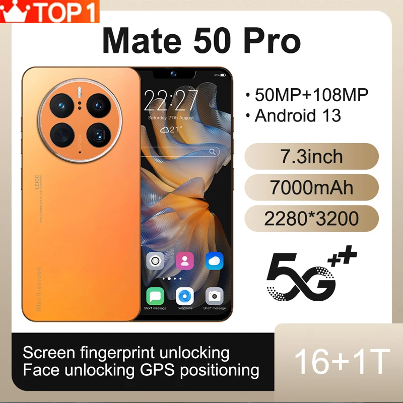 2023 New Global Version Mt 50 Pro Smartphone 16G+1TB 7.3Inch HD Screen Cell Phone 5G Mobile Phones 7000mah Cellphone Android 13
2023 New Global Version Mt 50 Pro Smartphone 16G+1TB 7.3Inch HD Screen Cell Phone 5G Mobile Phones 7000mah Cellphone Android 13