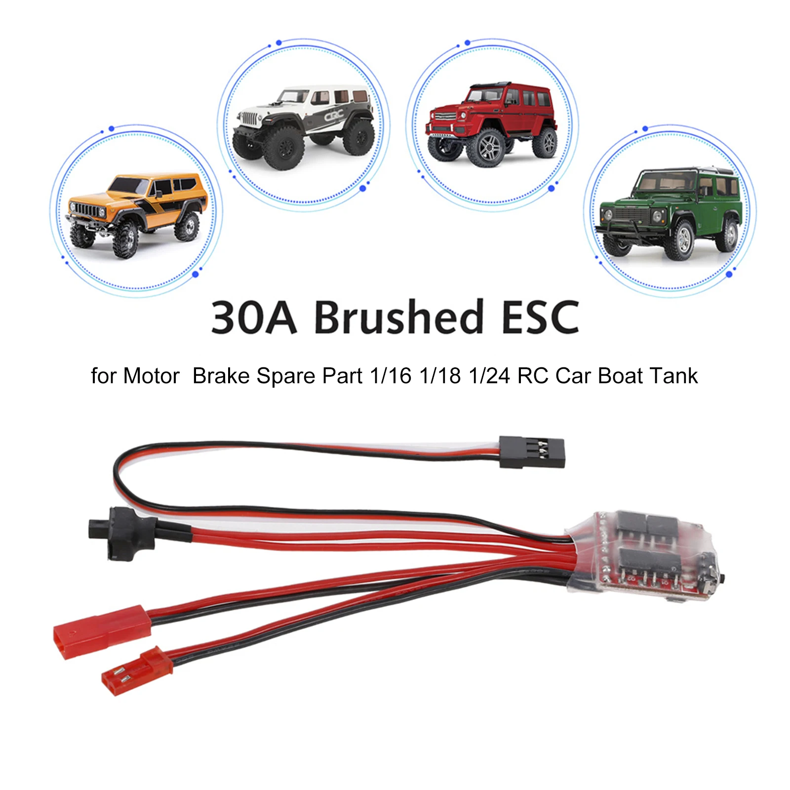 Waterproof Electronic Motor 30A Brushed ESC Kit for 1/16 1/18 1/24 RC Car Truck Parts for Children Playing Christmas Gift
Waterproof Electronic Motor 30A Brushed ESC Kit for 1/16 1/18 1/24 RC Car Truck Parts for Children Playing Christmas Gift