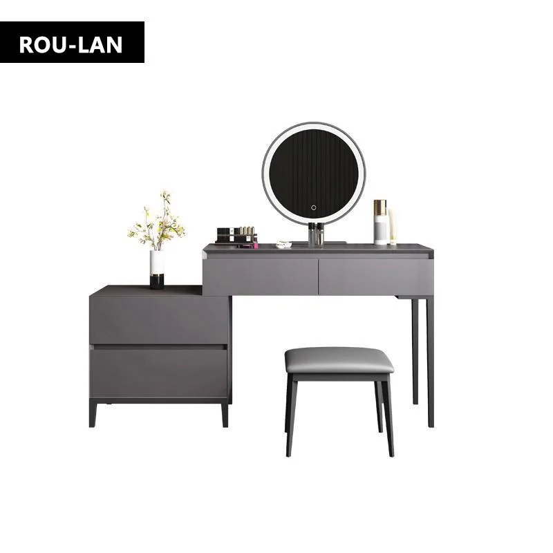 Modern minimalist storage cabinet small dressing table with lamp mirror dressing table/stool combination
Modern minimalist storage cabinet small dressing table with lamp mirror dressing table/stool combination