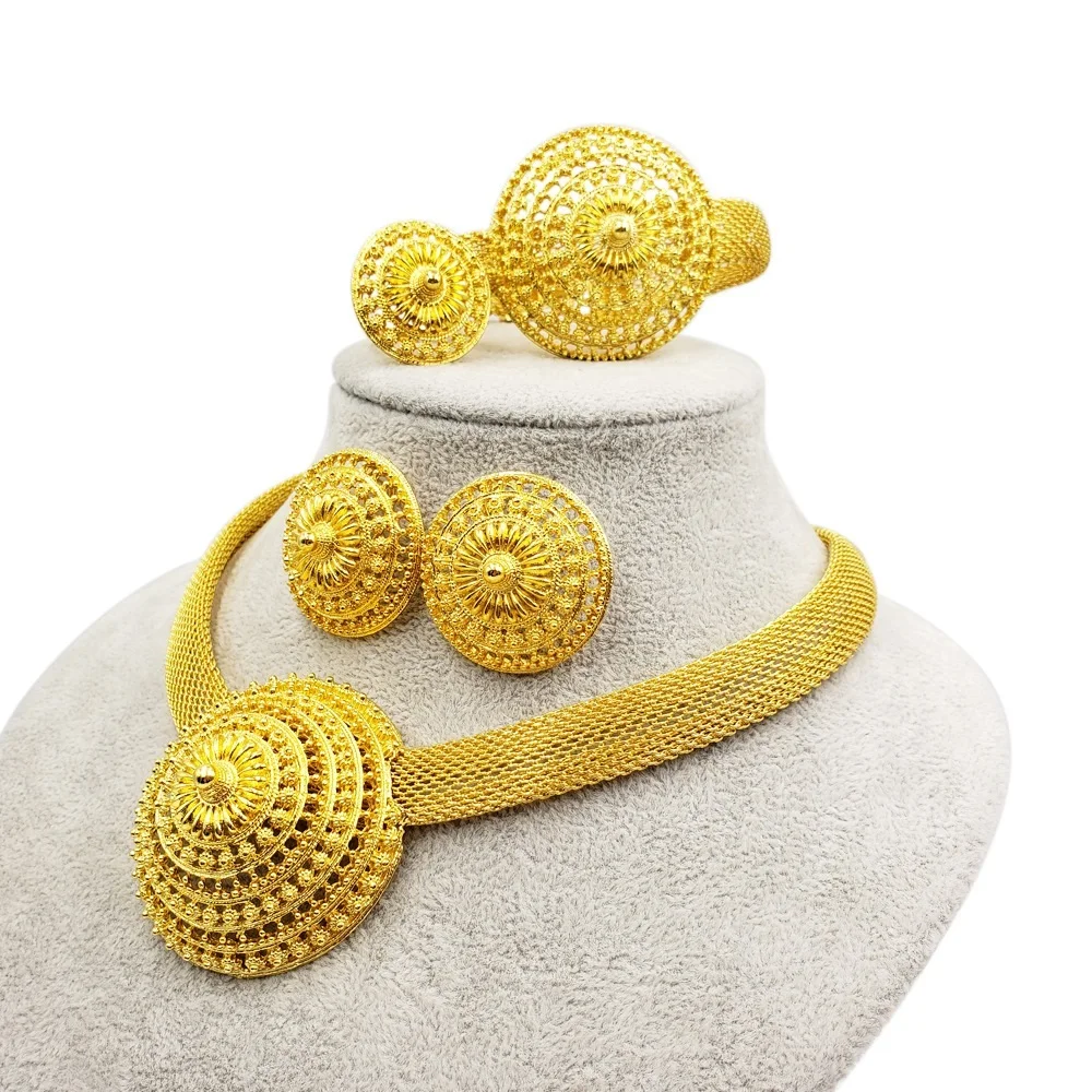 New RoseL Saudi Arabia Bridal Gold Bridal wedding jewelry set Women wear Gold Plated Jewelry Set necklace earrings ring
New RoseL Saudi Arabia Bridal Gold Bridal wedding jewelry set Women wear Gold Plated Jewelry Set necklace earrings ring