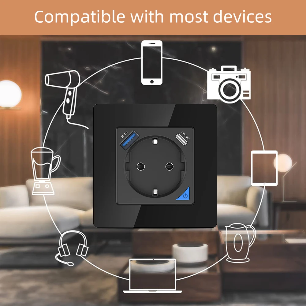 Home Improvement Intelligence Socket Remote Timing 5V/3.4A Black Glass High Quality R And TypC Smart Wifi USB White
Home Improvement Intelligence Socket Remote Timing 5V/3.4A Black Glass High Quality R And TypC Smart Wifi USB White