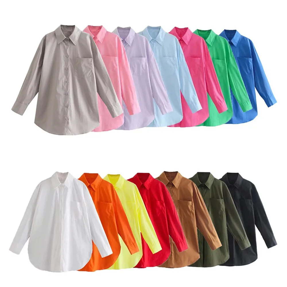 PB&ZA summer new women's casual street all-match solid color lapel long-sleeved cotton pockets loose button shirts simple
PB&ZA summer new women's casual street all-match solid color lapel long-sleeved cotton pockets loose button shirts simple