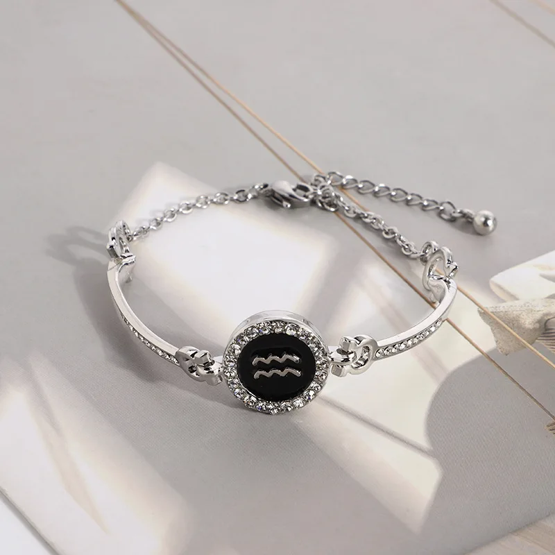 Fashion Diamond Zodiac Constellation Round Bracelet Female Personality Bracelet Party Gift bangles for women 
Fashion Diamond Zodiac Constellation Round Bracelet Female Personality Bracelet Party Gift bangles for women
