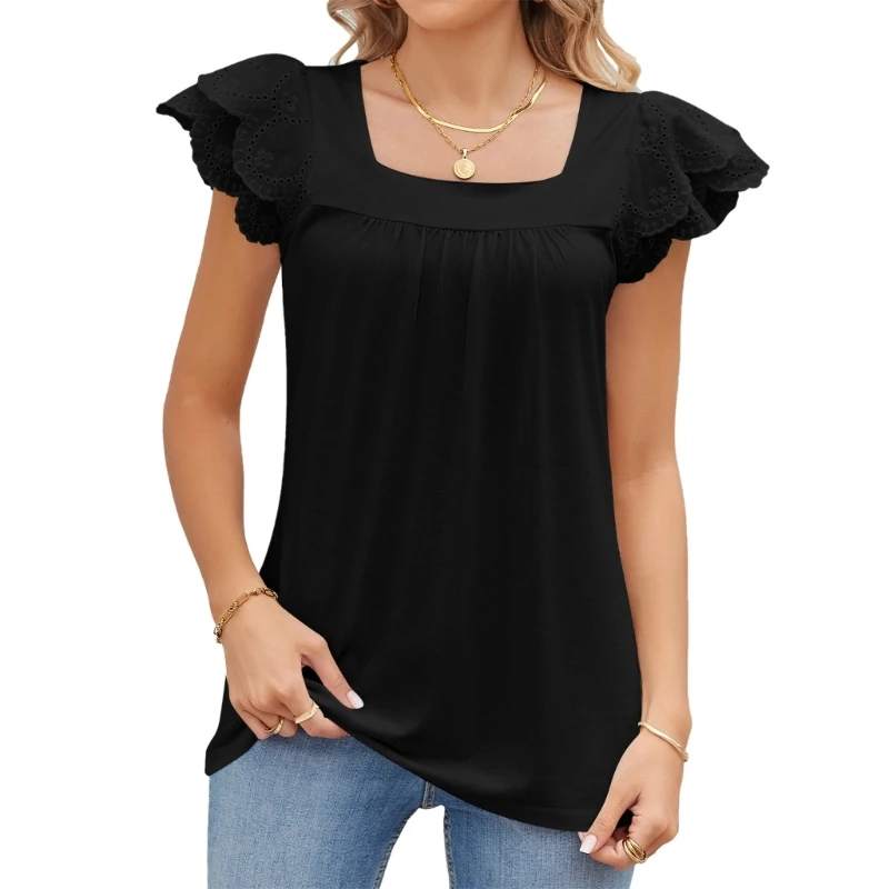 Petal Sleeve Shirts For Women Short SleeveTops Tops Double Layer Lace Shirt-Tee Square Neck Solid Daily Blouses Shirts
Petal Sleeve Shirts For Women Short SleeveTops Tops Double Layer Lace Shirt-Tee Square Neck Solid Daily Blouses Shirts