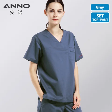 Унисекс хлопковая Униформа ANNO, эластичная одежда для медсестер, униформа для персонала больницы