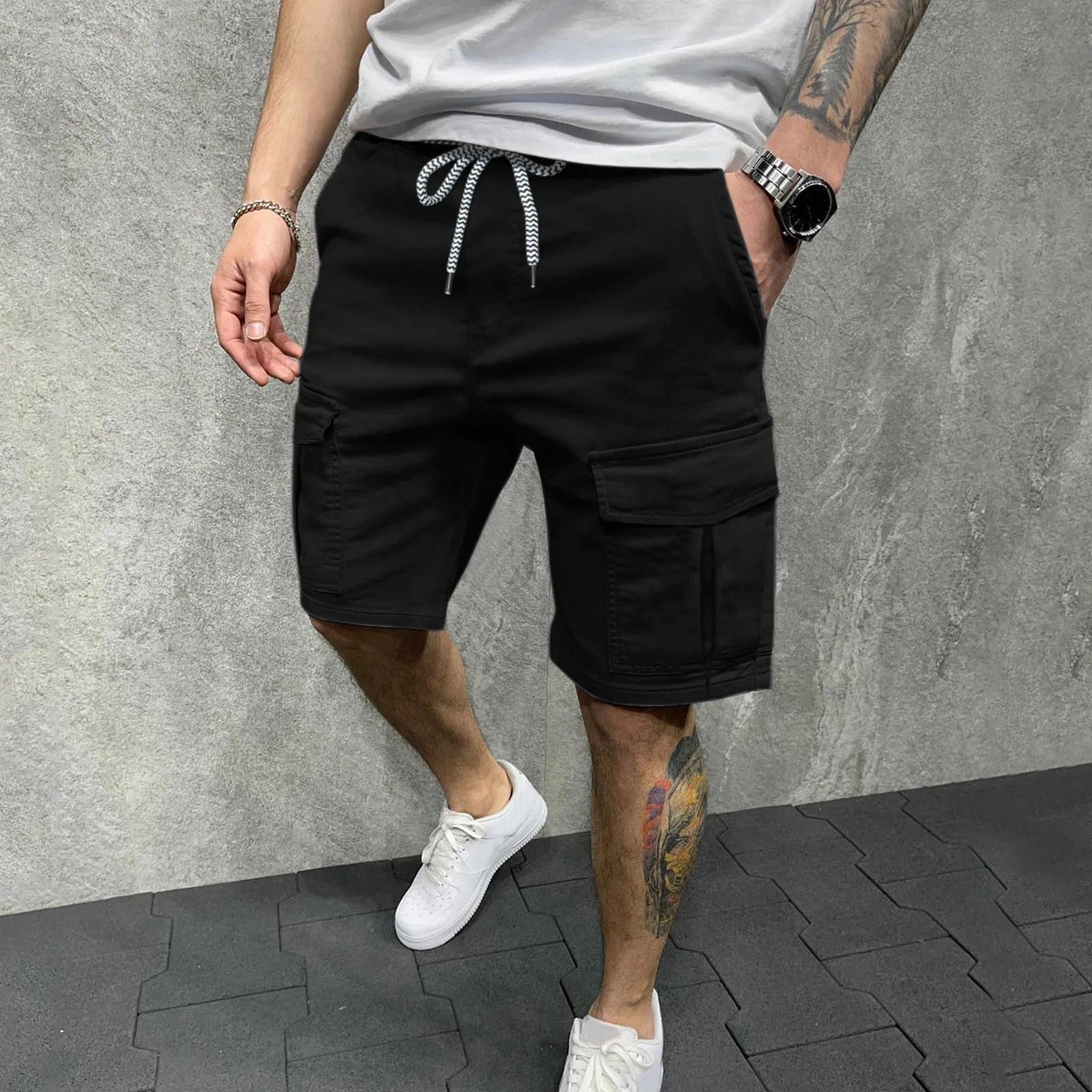 Summer Casual Shorts Men Stretch Cotton Drawstring Solid Workwear Straight Cargo Shorts Tactical Male Loose Bermuda Short Pants
Summer Casual Shorts Men Stretch Cotton Drawstring Solid Workwear Straight Cargo Shorts Tactical Male Loose Bermuda Short Pants