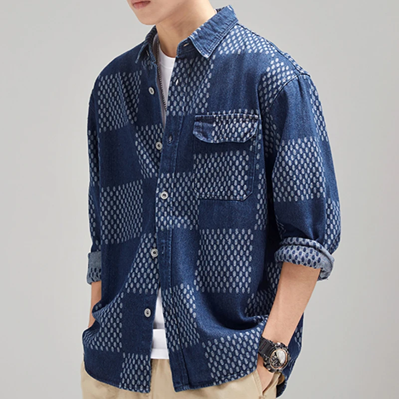 Spring/Summer Fashion Men's Handsome Plaid Blouse Jacquard Shirt Casual Versatile Long Sleeve Coat Loose Square Neck Garments
Spring/Summer Fashion Men's Handsome Plaid Blouse Jacquard Shirt Casual Versatile Long Sleeve Coat Loose Square Neck Garments