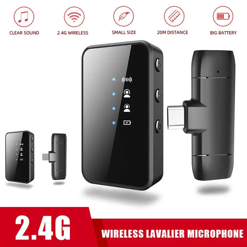 2.4G Wireless Lavalier Microphone With Ear Return Monitoring Transmitter Receiver Mic for Live Vlog Video Recording Type C/IOS
2.4G Wireless Lavalier Microphone With Ear Return Monitoring Transmitter Receiver Mic for Live Vlog Video Recording Type C/IOS