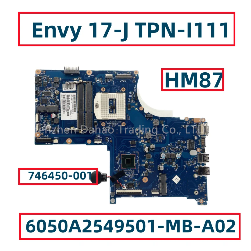 6050A2549501-MB-A02 For HP Envy 17-J TPN-I111 Laptop Motherboard HM87 746450-001 746450-601 Fully Tested
6050A2549501-MB-A02 For HP Envy 17-J TPN-I111 Laptop Motherboard HM87 746450-001 746450-601 Fully Tested