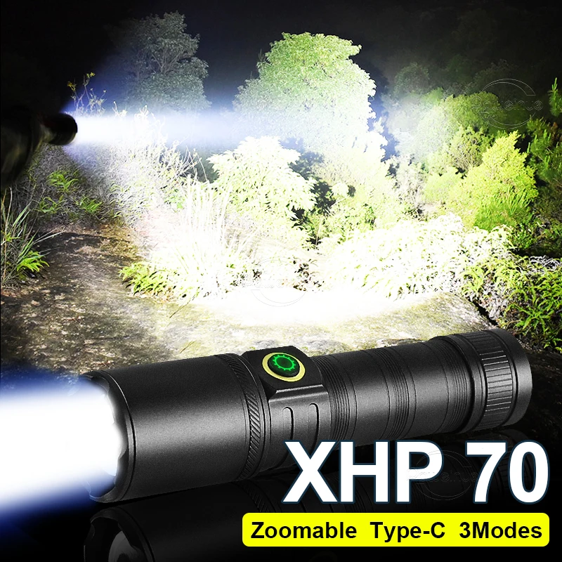 

New Super High Power Led Flashlights Rechargeable Led Torch USB XHP70 Powerful Flashlight 26650 Waterproof XHP50 Camping Lantern