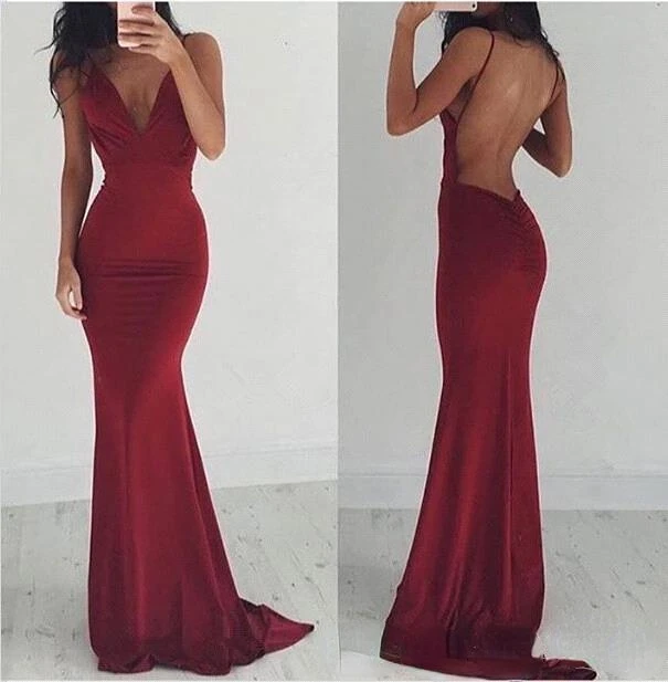 Sexy Deep V Neck Backless Burgundy Mermaid Prom Dresses Floor Length Spaghetti Straps Long Evening Party Gowns For Graduation
Sexy Deep V Neck Backless Burgundy Mermaid Prom Dresses Floor Length Spaghetti Straps Long Evening Party Gowns For Graduation