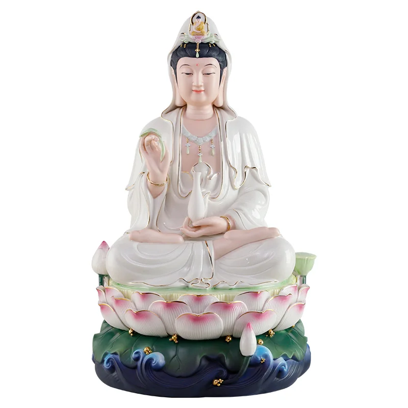 Avalokitesvara Offering Home South Sea Guanyin Bodhisattva Water Lilies Ceramic Statue Decoration Collection Buddha Supplies
Avalokitesvara Offering Home South Sea Guanyin Bodhisattva Water Lilies Ceramic Statue Decoration Collection Buddha Supplies