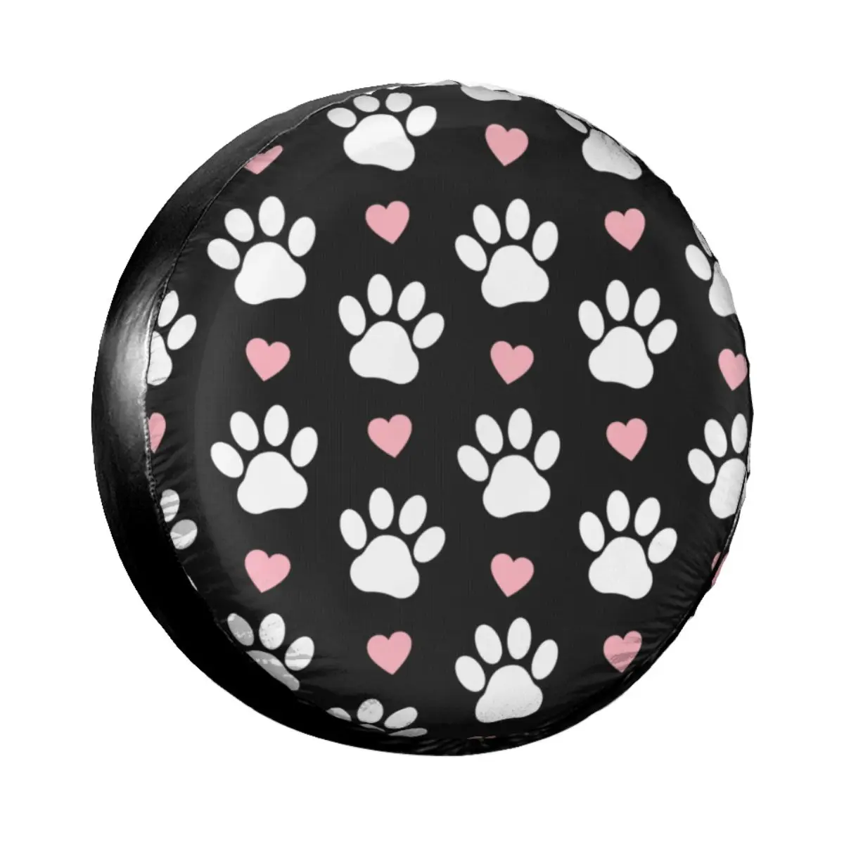 

Of Paws White Dog Paw Paw Spare Tire Cover for Mitsubishi Pajero Pretty Pink Hearts Car Wheel Protectors 14" 15" 16" 17" Inch
