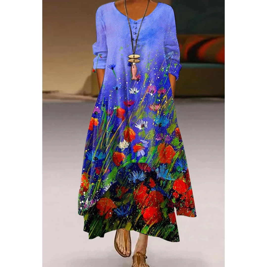 Summer Long Dress Women Fashon Evening Party Dresses Elegant Casual Maxi Dress Long Sleeve Flower Butterfly Floral Women Dresses 
Summer Long Dress Women Fashon Evening Party Dresses Elegant Casual Maxi Dress Long Sleeve Flower Butterfly Floral Women Dresses