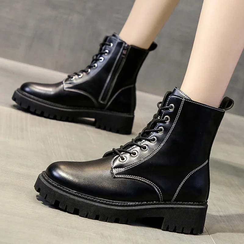 2022 New Winter Women's PU Ankle Boots Motorcycle Boots Thick Heel Side Zipper Casual Round Toe Platform Boots Women's Shoes
2022 New Winter Women's PU Ankle Boots Motorcycle Boots Thick Heel Side Zipper Casual Round Toe Platform Boots Women's Shoes