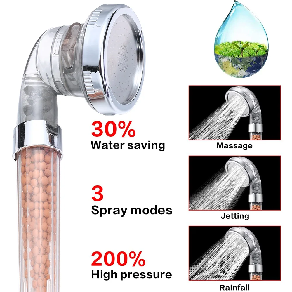 Bathroom 3Mode Bath Shower Handheld High Pressure Saving Water Bathroom Anion Filter Shower Adjustable Nozzle Bathroom Accessory
Bathroom 3Mode Bath Shower Handheld High Pressure Saving Water Bathroom Anion Filter Shower Adjustable Nozzle Bathroom Accessory