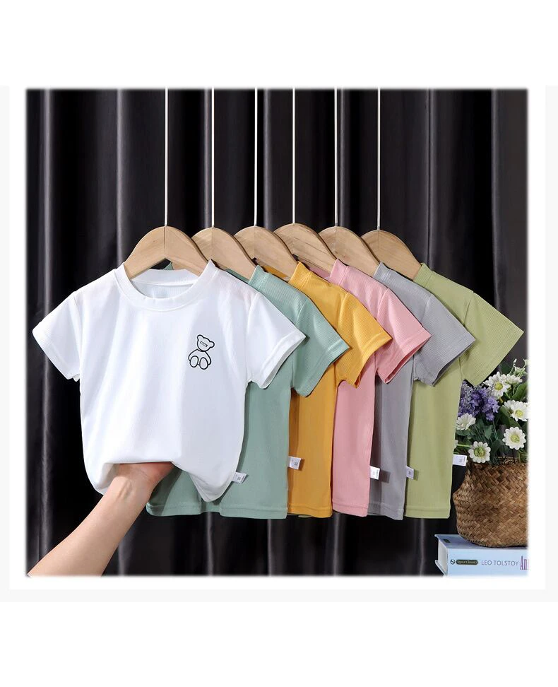 Удобная детская футболка Bear Ice Silk, мягкая дышащая быстросохнущая летняя футболка для мальчиков и девочек, одежда, очаровательная модель 2022
Удобная детская футболка Bear Ice Silk, мягкая дышащая быстросохнущая летняя футболка для мальчиков и девочек, одежда, очаровательная модель 2022