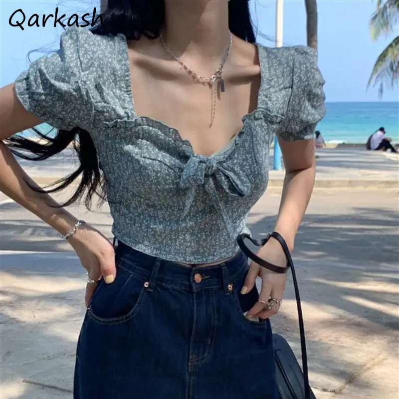 Floral Blouses Women Bow V-neck Slim Sexy Elegant Sweet Cute Summer Thin Crop Tops Ropa Mujer Harajuku Beach All-match Blusas
Floral Blouses Women Bow V-neck Slim Sexy Elegant Sweet Cute Summer Thin Crop Tops Ropa Mujer Harajuku Beach All-match Blusas