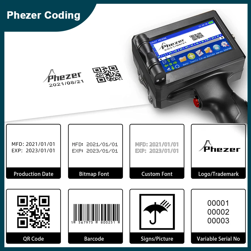 Портативный принтер для этикеток Phezer 12,7 мм, струйный принтер, QR штрих-код партии, дата, номер логотипа, Дата истечения срока годности, кодиро...
Портативный принтер для этикеток Phezer 12,7 мм, струйный принтер, QR штрих-код партии, дата, номер логотипа, Дата истечения срока годности, кодиро...