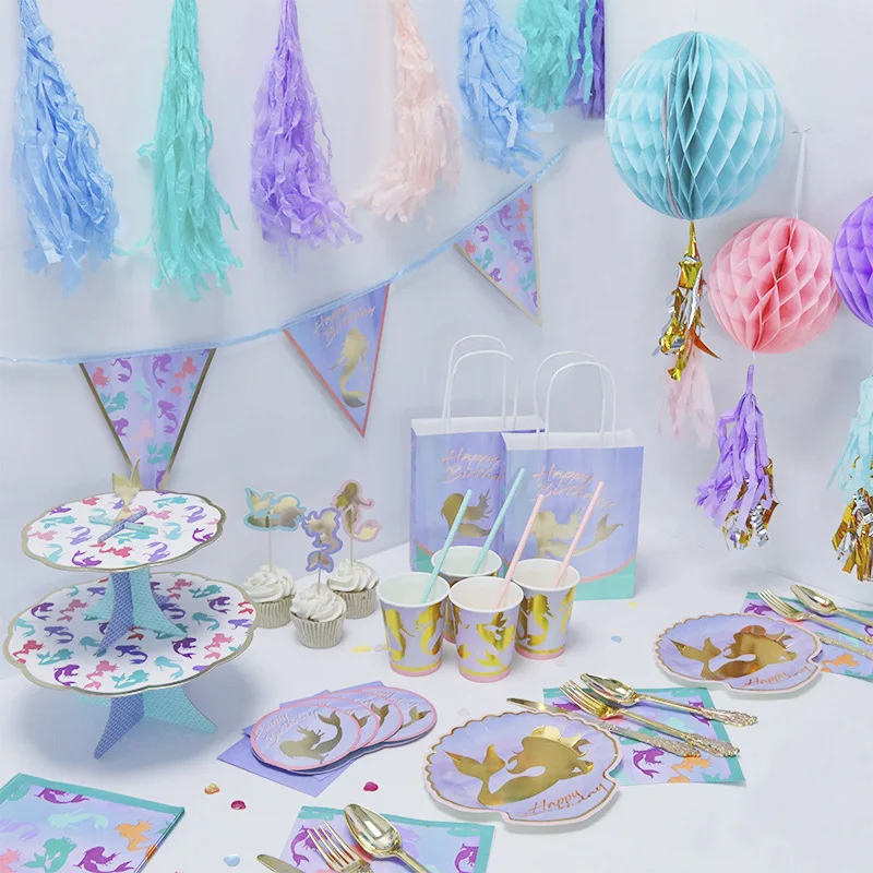 CHEEREVEAL Mermaid Themed Birthday Party Supplies Disposable Tableware Paper Plate Cup Invitation Card Straws Girls Baby Shower
CHEEREVEAL Mermaid Themed Birthday Party Supplies Disposable Tableware Paper Plate Cup Invitation Card Straws Girls Baby Shower