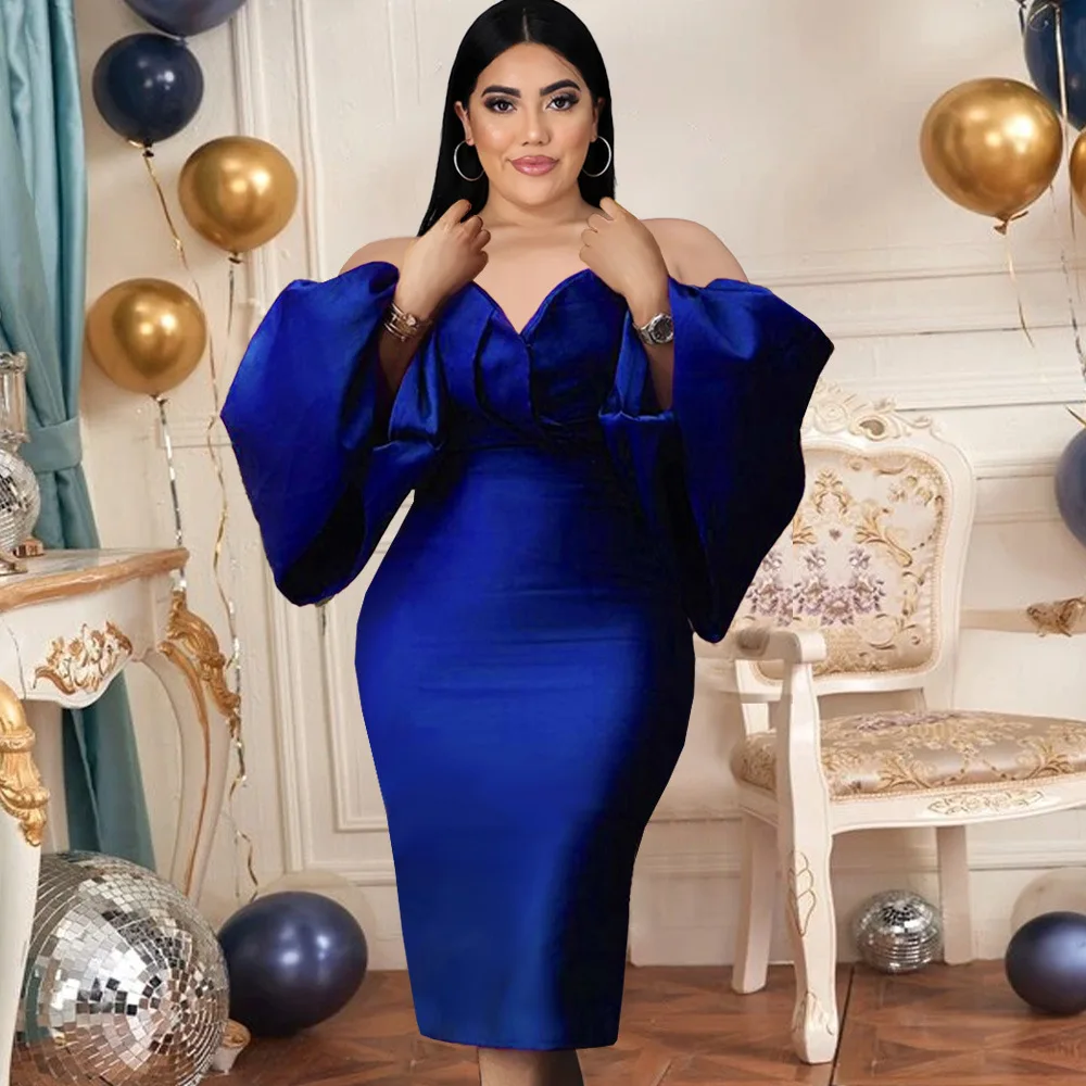 Plus Size Sexy Elegant Strapless Women Dress Autumn Lantern Long Sleeve Bodycon Party Dresses Night Club Zipper Vestidos Robes
Plus Size Sexy Elegant Strapless Women Dress Autumn Lantern Long Sleeve Bodycon Party Dresses Night Club Zipper Vestidos Robes