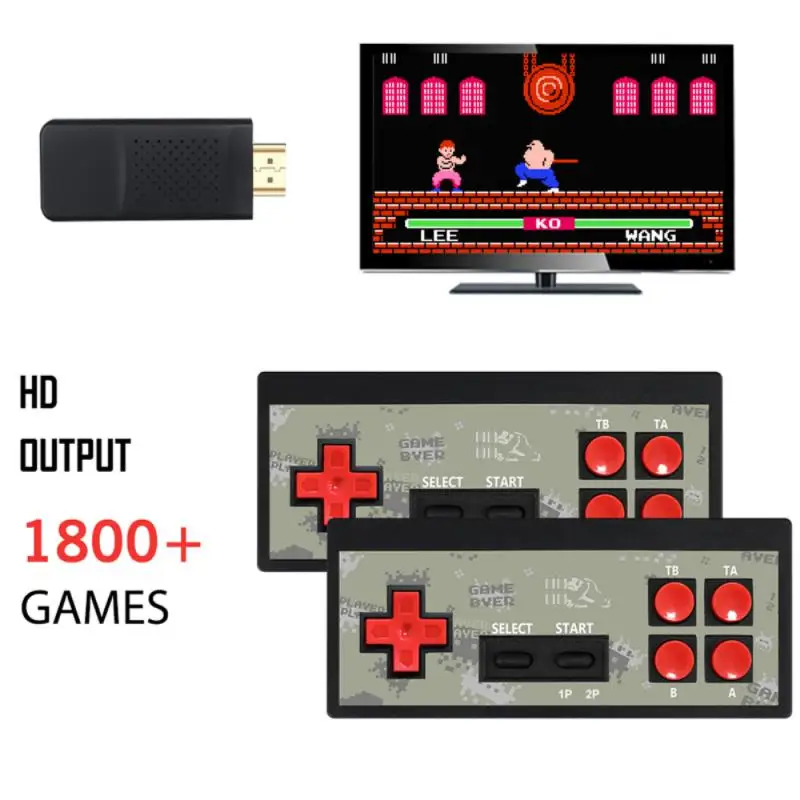 USB Video Game Console Built In 1800 Classic Games AV Output Retro Portable TV GAME Console Wireless Gamepad Game Stick
USB Video Game Console Built In 1800 Classic Games AV Output Retro Portable TV GAME Console Wireless Gamepad Game Stick
