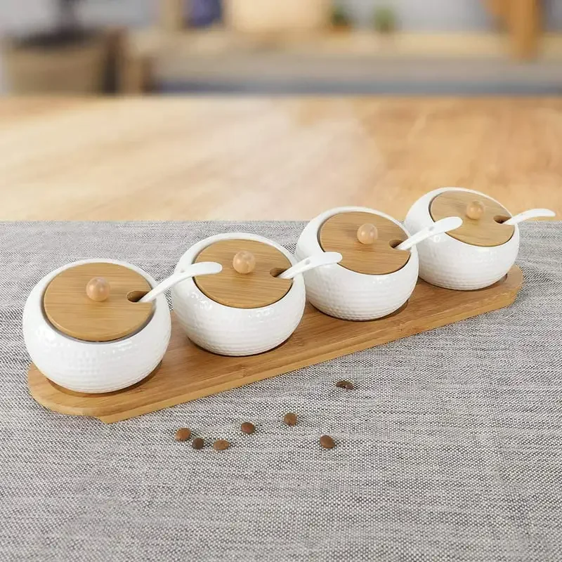 Lovely Ceramic Sugar Bowls Set of 4 with Bamboo Lids and Spoon - Perfect for Home or Office!
Lovely Ceramic Sugar Bowls Set of 4 with Bamboo Lids and Spoon - Perfect for Home or Office!