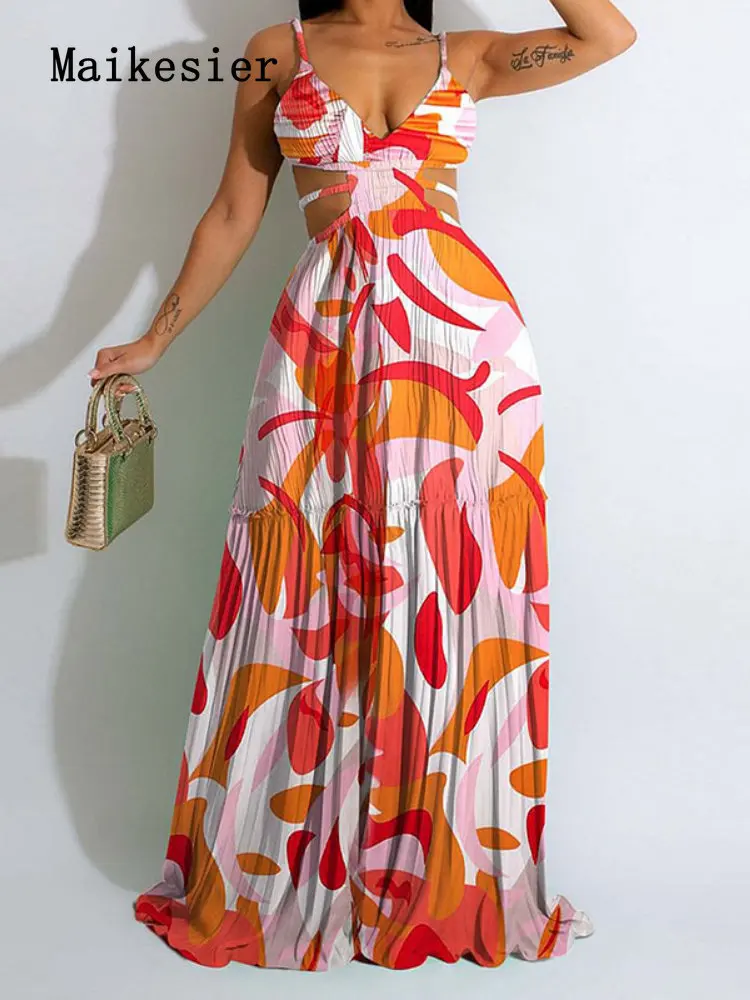 Женское длинное платье с открытой спиной, сексуальное платье на бретелях с модным принтом, элегантное женское платье, Пляжное Платье для отпуска, весна-лето 2023
Женское длинное платье с открытой спиной, сексуальное платье на бретелях с модным принтом, элегантное женское платье, Пляжное Платье для отпуска, весна-лето 2023