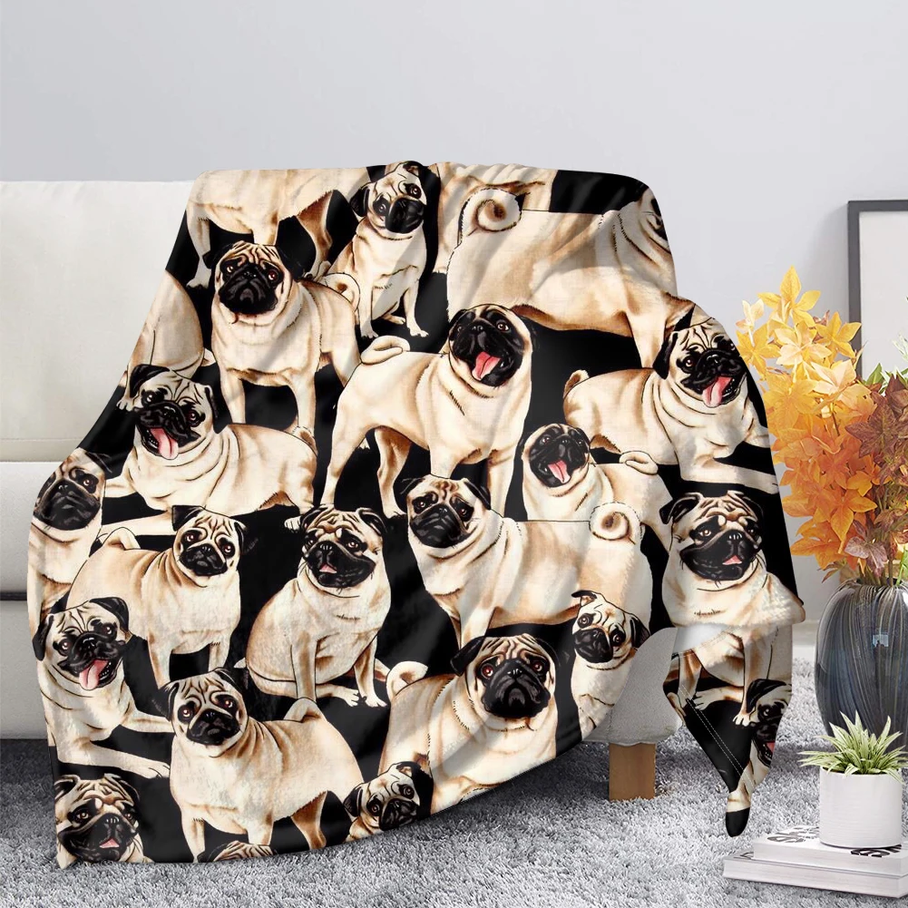 Funny Pug Fleece Blanket Plush Bedspread for Bed Sofa Cartoon Animal Dog Throw Blankets Super Soft Flannel Lightweight Warm Rug
Funny Pug Fleece Blanket Plush Bedspread for Bed Sofa Cartoon Animal Dog Throw Blankets Super Soft Flannel Lightweight Warm Rug