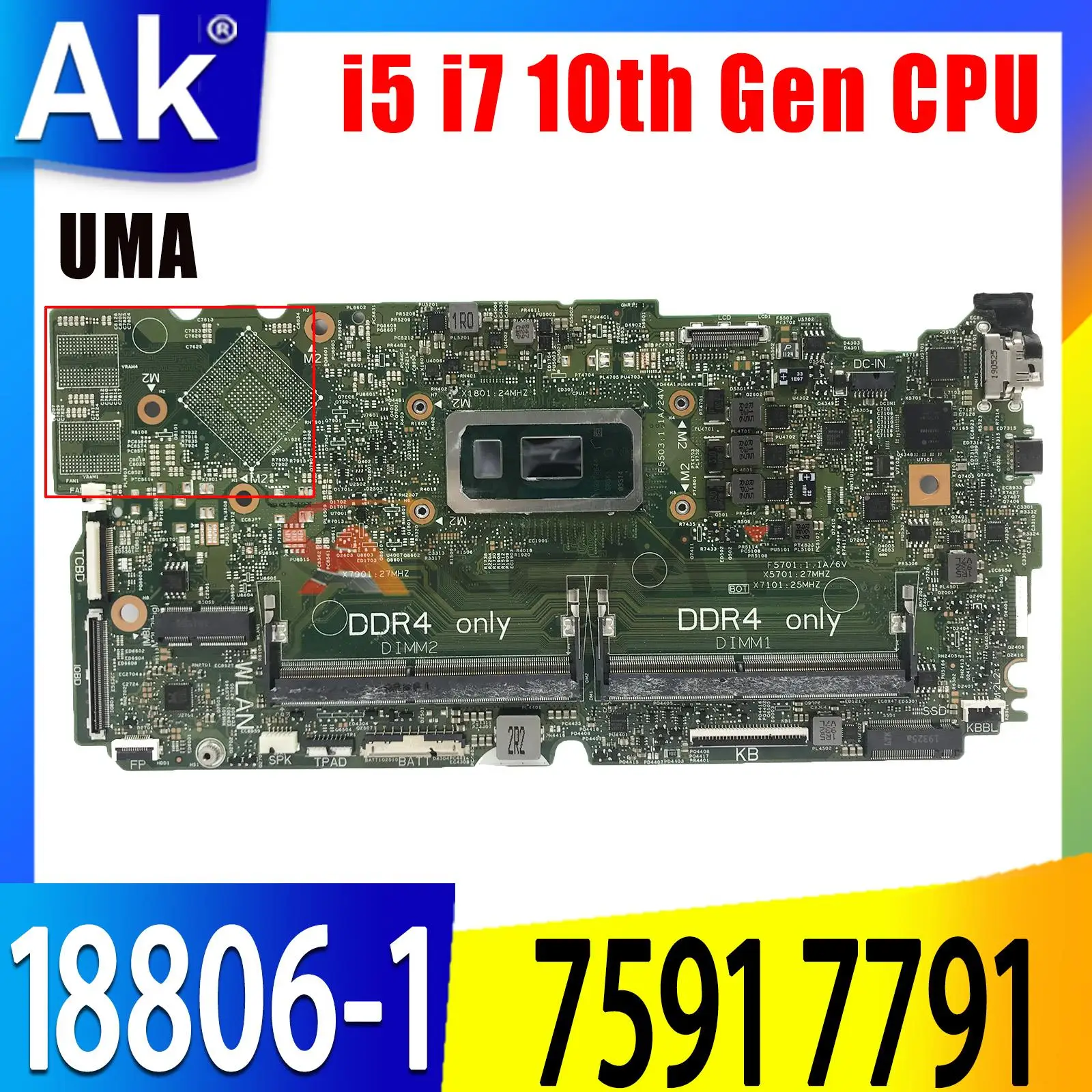 CN-0850TM CN-0D0JY6 For Dell Inspiron 15 7591 17 7791 Laptop Motherboard 18806-1 W/ I5-10210U I7-10510U Notebook mainboard
CN-0850TM CN-0D0JY6 For Dell Inspiron 15 7591 17 7791 Laptop Motherboard 18806-1 W/ I5-10210U I7-10510U Notebook mainboard