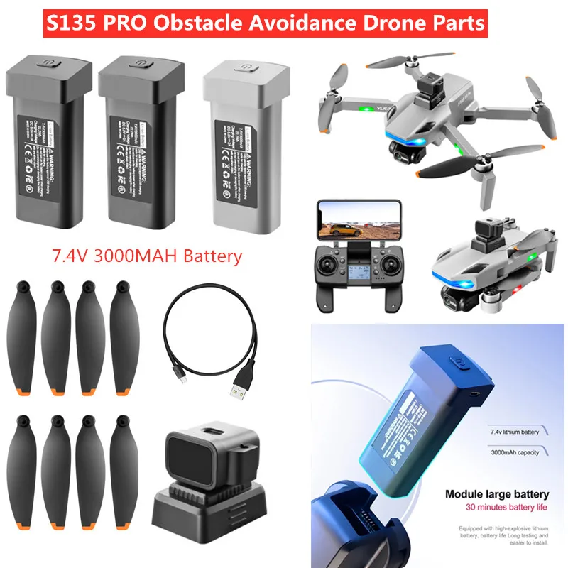 7.4V 3000mAh Battery Propeller For S135 PRO GPS Drone Parts S135 Obstacle Avoidance Drone Battery S135 Dron Battery USB Blades
7.4V 3000mAh Battery Propeller For S135 PRO GPS Drone Parts S135 Obstacle Avoidance Drone Battery S135 Dron Battery USB Blades
