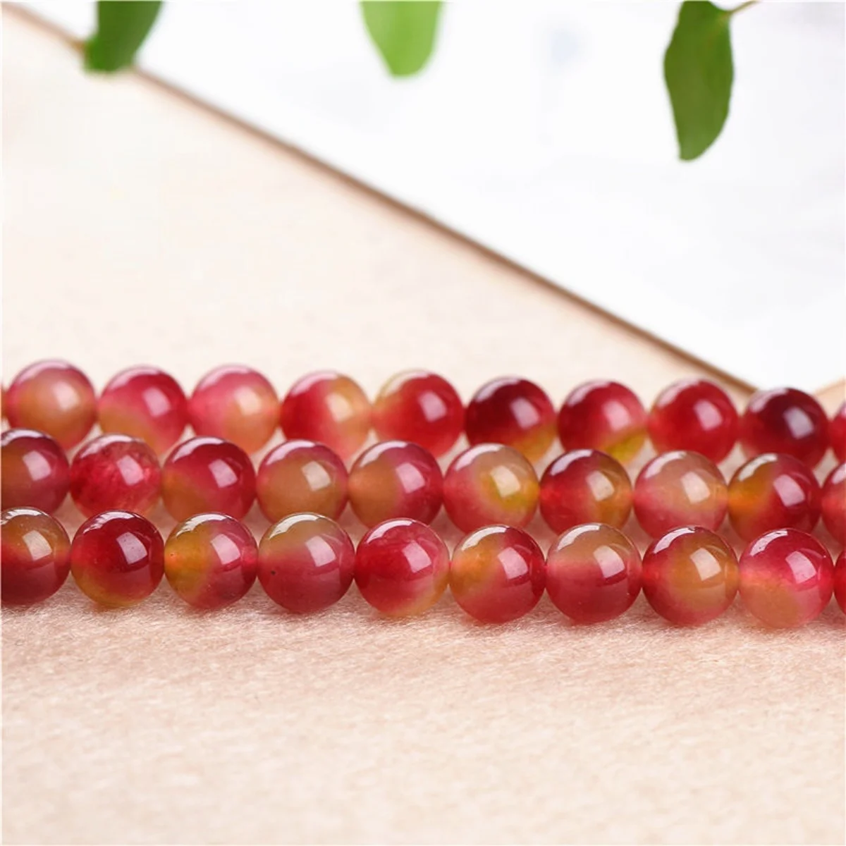 

6 8 10 12 14mm Red Crystal Watermelon Chalcedony Loose Beads Round Semi-finished Products DIY Fashion Jewelry Making Design