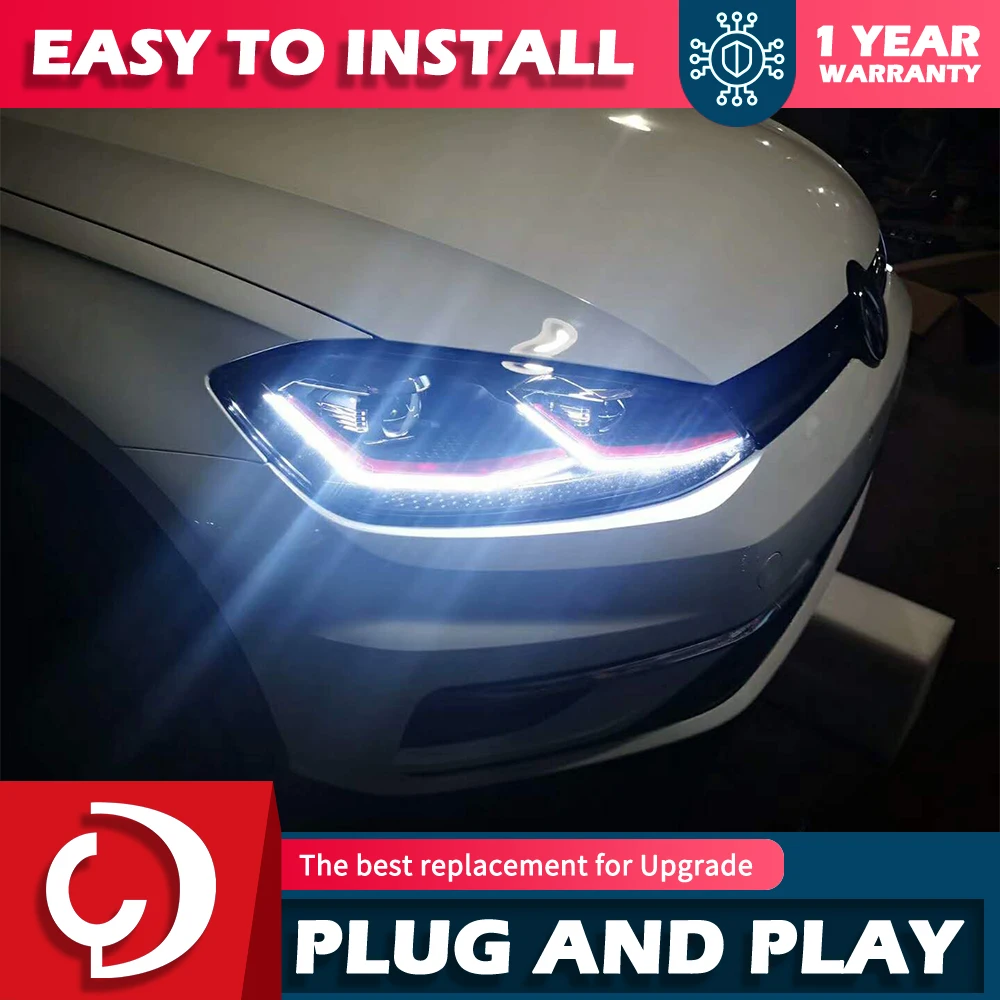 

Автомобильный Стайлинг для VW Golf 7 MK7 светодиодный ная фара Golf7.5 R дизайн линии DRL Hid динамический сигнал фара Bi Xenon Beam аксессуары