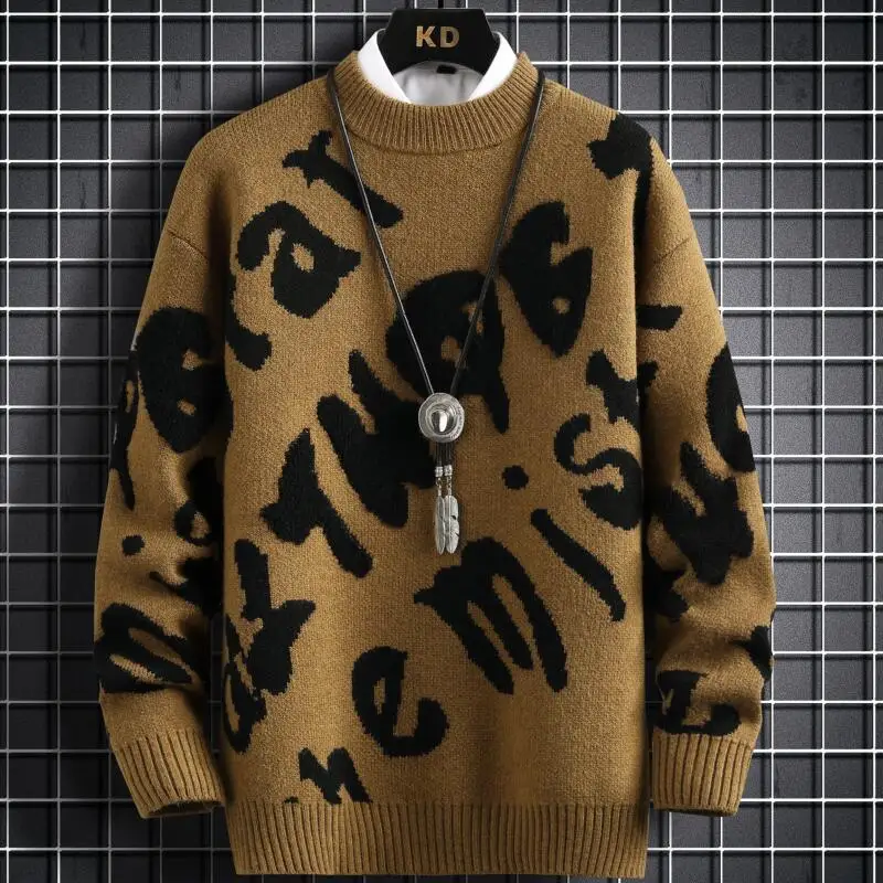 Мужской свитер с буквенным принтом, теплый толстый пуловер свободного покроя, зима 2022
Мужской свитер с буквенным принтом, теплый толстый пуловер свободного покроя, зима 2022