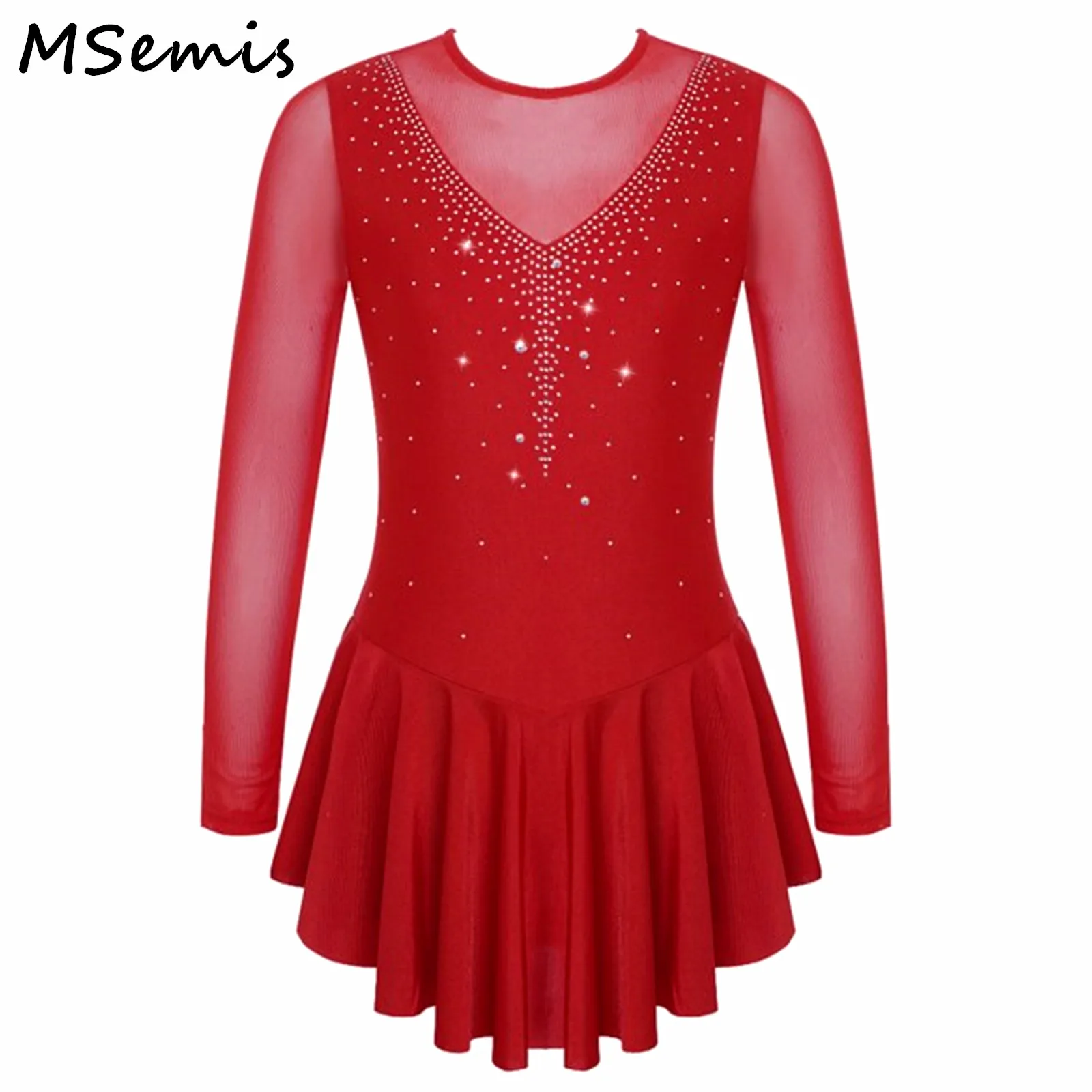 Kids Girls Rhinestone Decorated Patchwork Style Dress Long Sleeve Round Neckline V Shape Hollow Back Skating Stylish Clothing
Kids Girls Rhinestone Decorated Patchwork Style Dress Long Sleeve Round Neckline V Shape Hollow Back Skating Stylish Clothing
